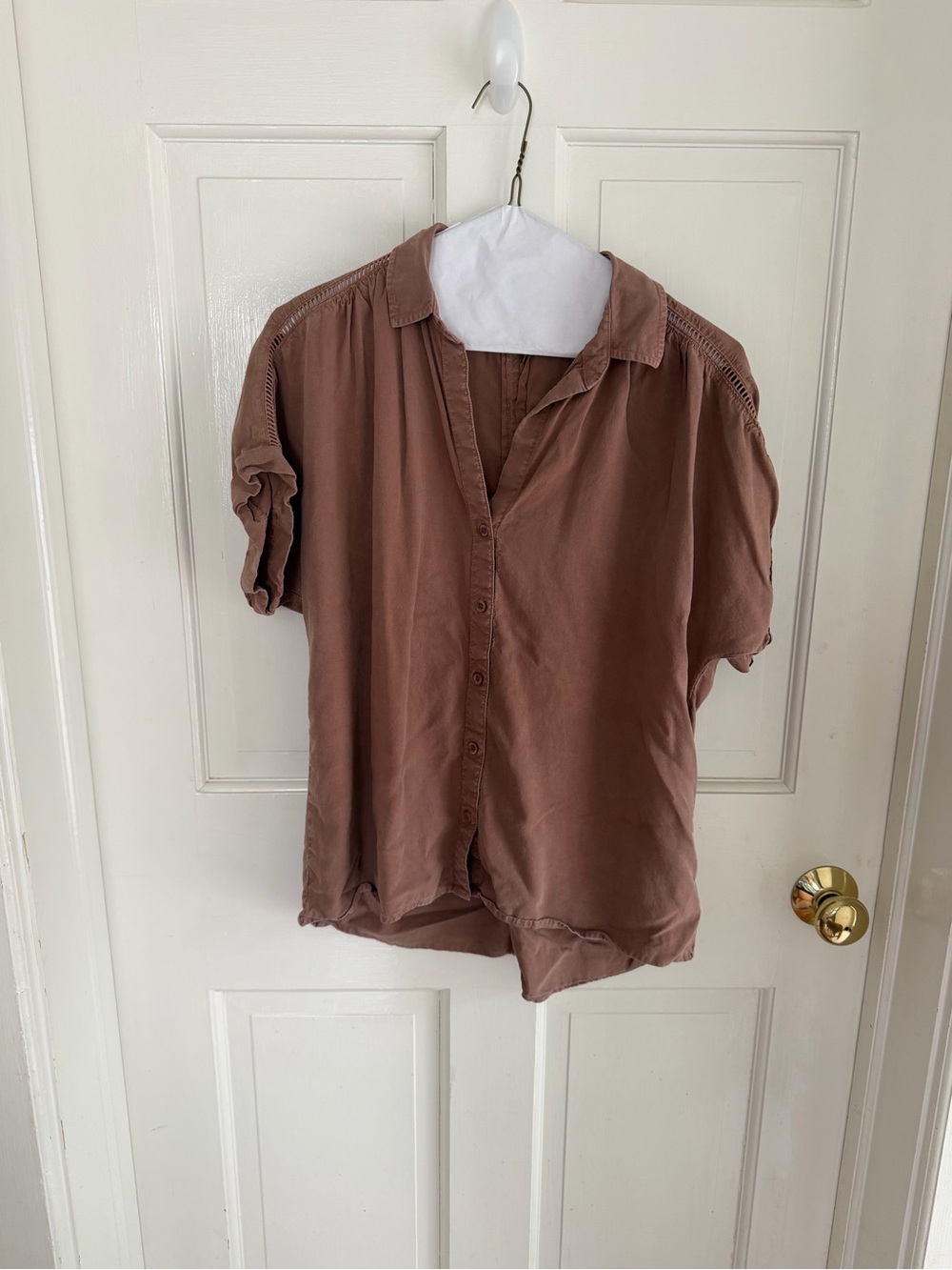 Cloth & Stone Anthropologie Tencel Button Down Top Brown XS